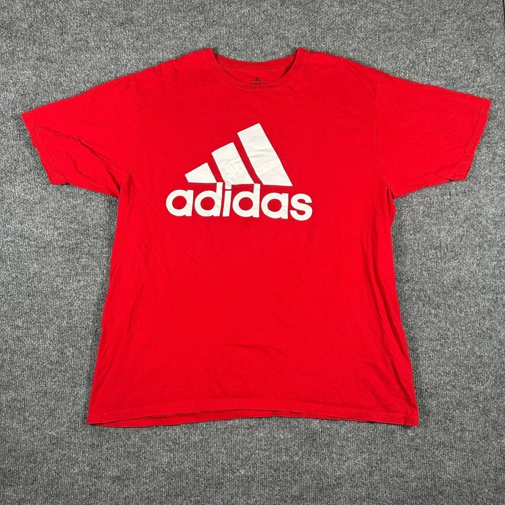 Adidas T-Shirt Mens XL Red Graphic Logo The Go-To Tee Short Sleeve Athletic